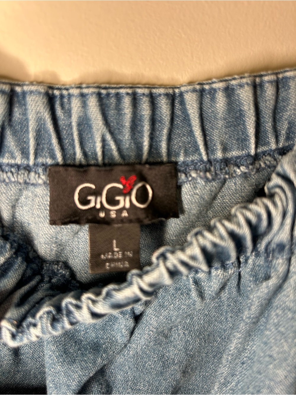 GiGio USA Denim Ruffled Dress Square Neck Long Sleeves EUC - Picture 6 of 8